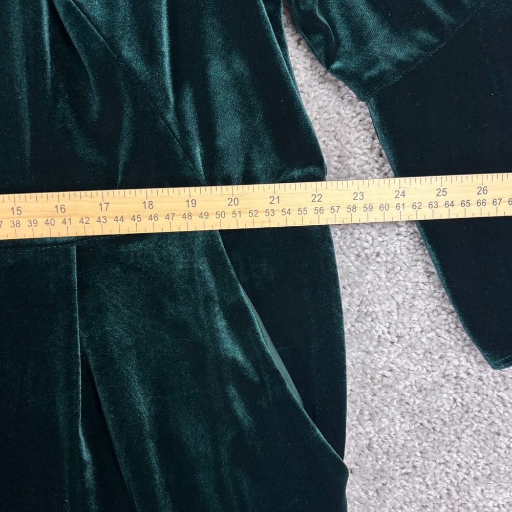 Calvin Klein Womens Green Velvet Wide Leg Jumpsuit Bell Sleeve Size 18W (READ) - Picture 11 of 14